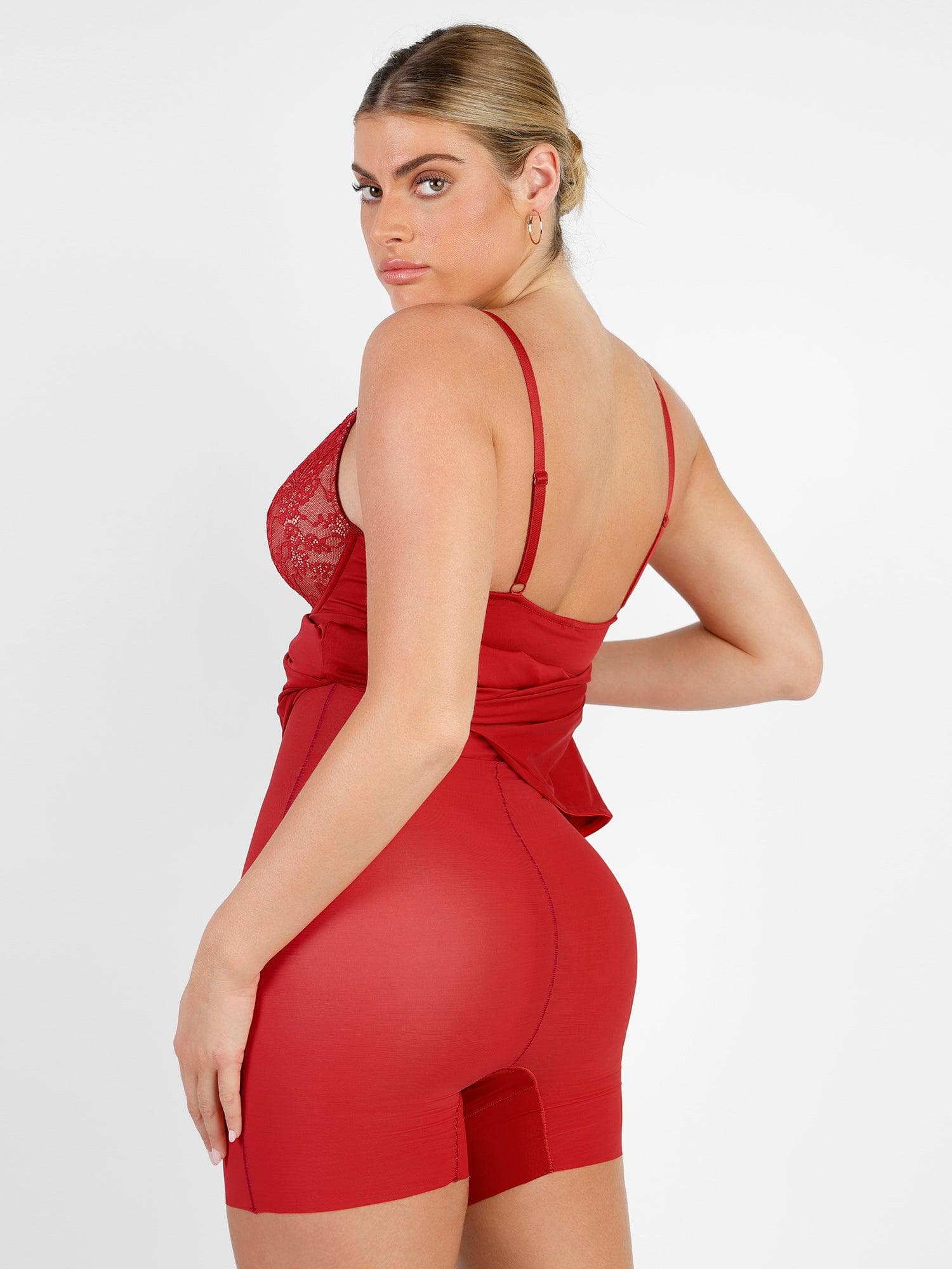 Das Shapewear-Kleid Spitze Slip Split Maxi