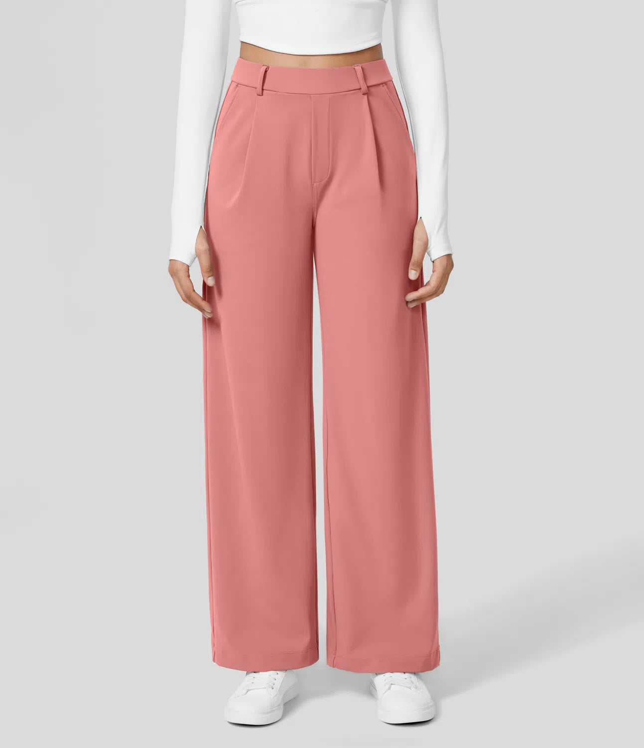 Arbeitshose mit hoher Taille, plissierten Taschen und geradem Bein