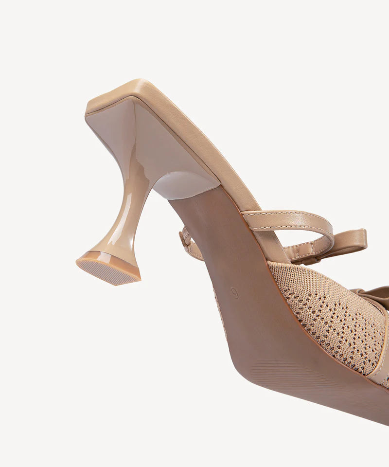 Bowtention spitze Mules mit Absatz