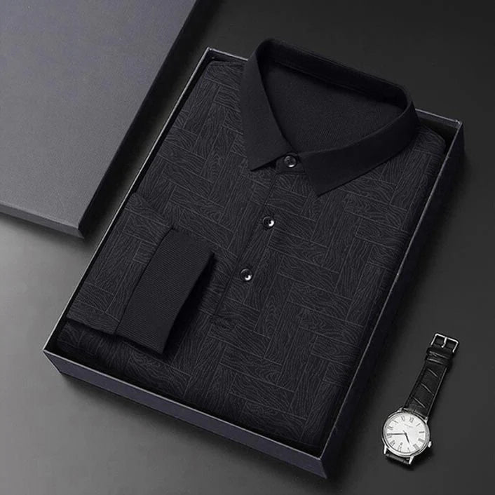 Elegantes Herren-Poloshirt mit Langarm und Knopfleiste