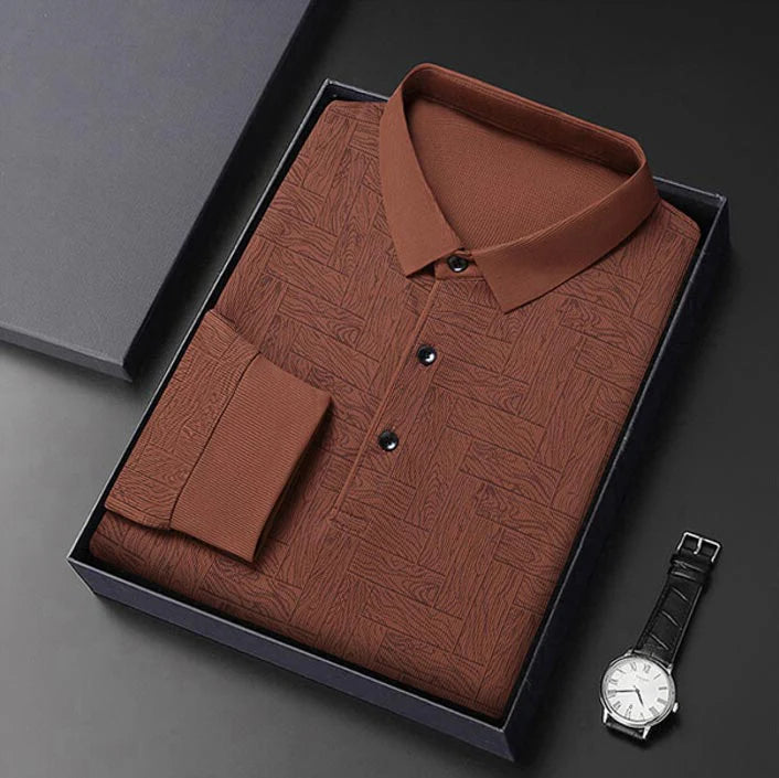 Elegantes Herren-Poloshirt mit Langarm und Knopfleiste