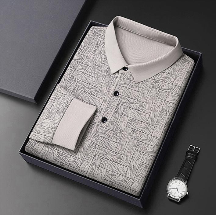 Elegantes Herren-Poloshirt mit Langarm und Knopfleiste