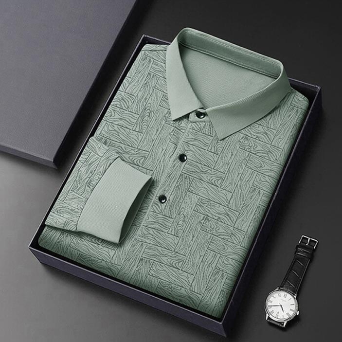 Elegantes Herren-Poloshirt mit Langarm und Knopfleiste