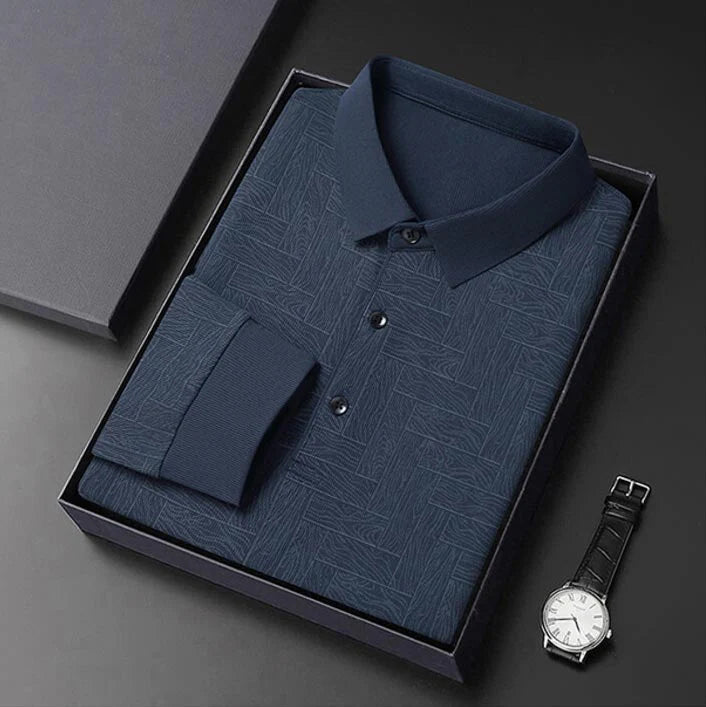Elegantes Herren-Poloshirt mit Langarm und Knopfleiste