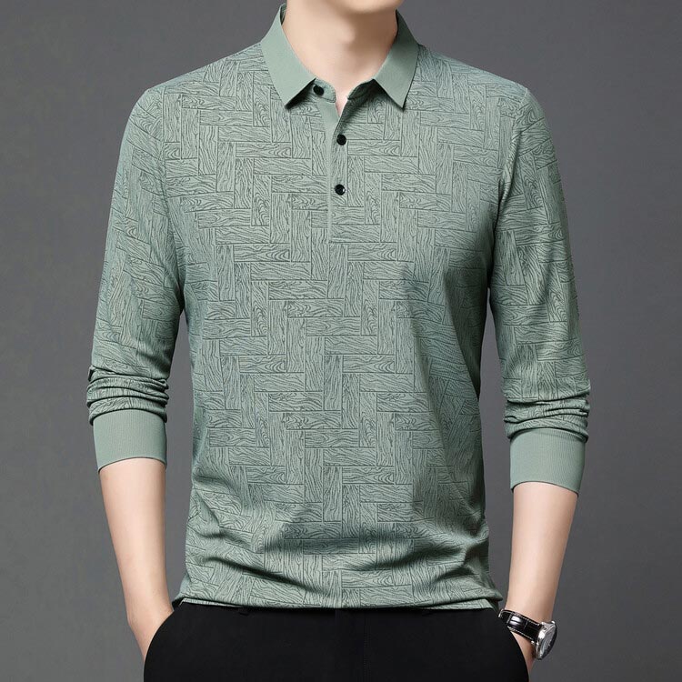 Elegantes Herren-Poloshirt mit Langarm und Knopfleiste
