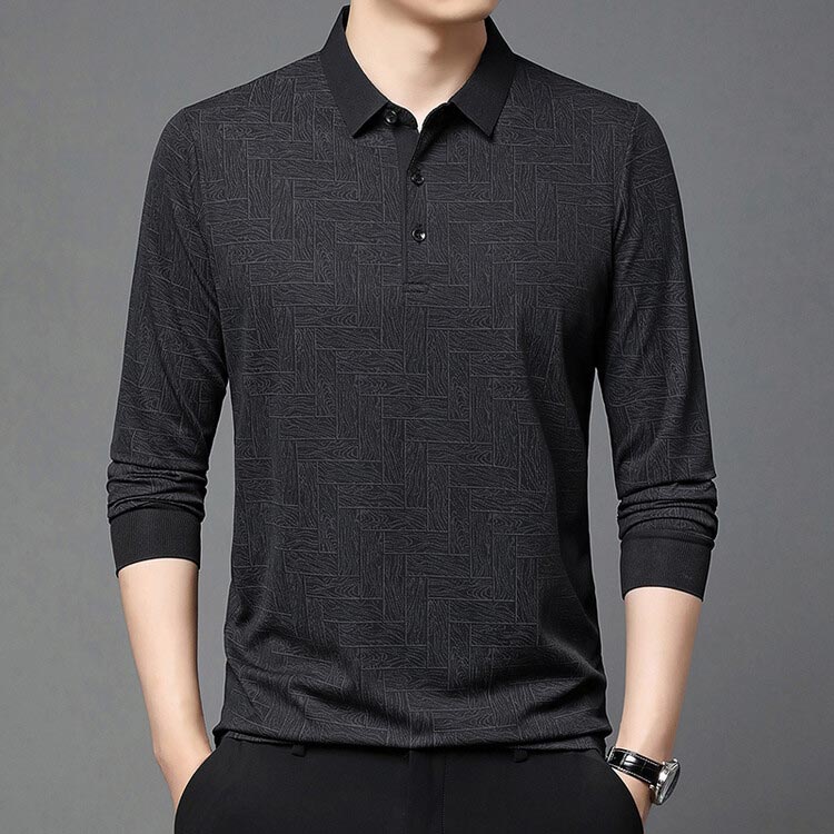 Elegantes Herren-Poloshirt mit Langarm und Knopfleiste