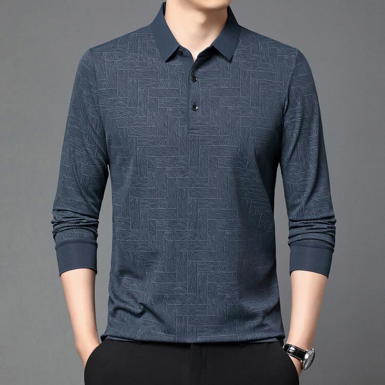 Elegantes Herren-Poloshirt mit Langarm und Knopfleiste