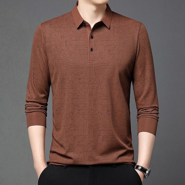 Elegantes Herren-Poloshirt mit Langarm und Knopfleiste