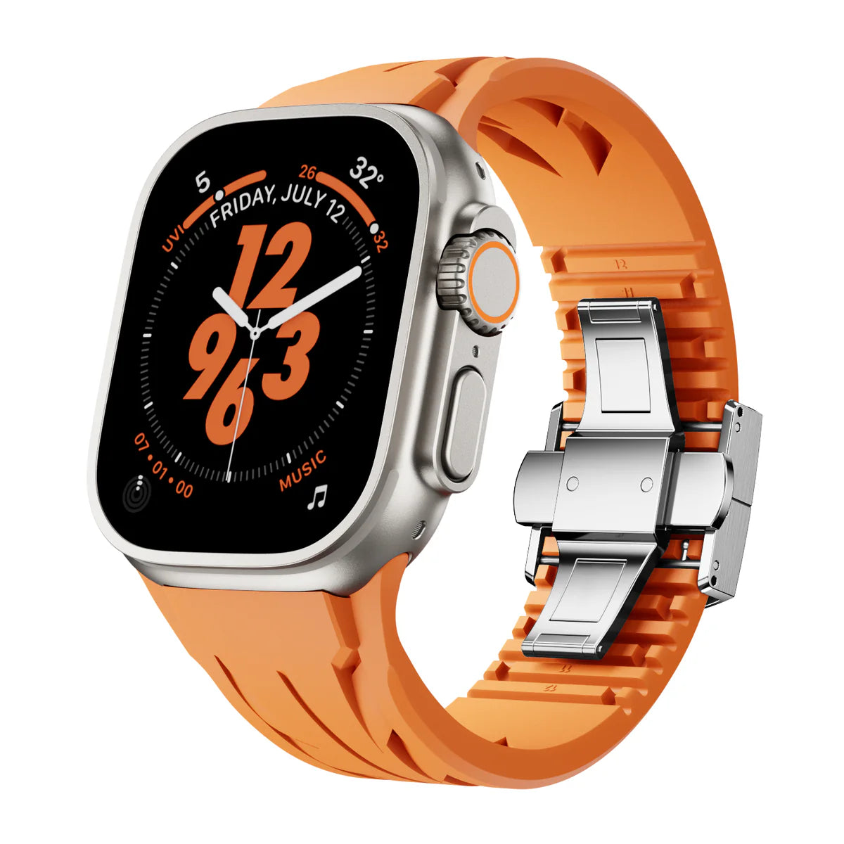 Luxus-FKM-Gummiarmband mit Schmetterlingsschließe für Apple Watch