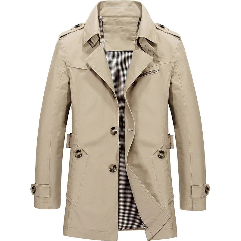 Elegante Herren-Trenchcoat-Jacke – Zeitloser Stil für jeden Anlass