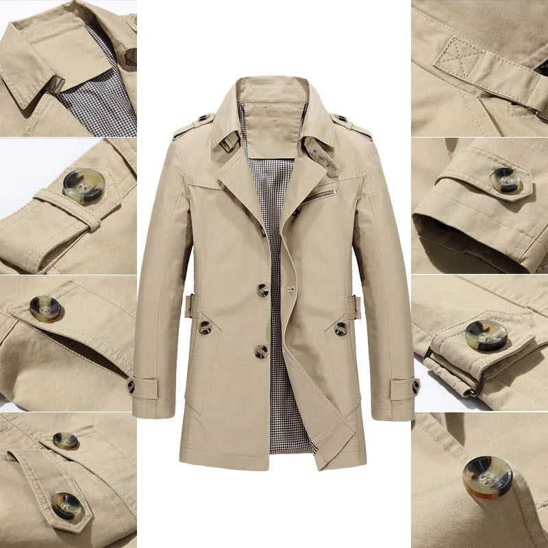 Elegante Herren-Trenchcoat-Jacke – Zeitloser Stil für jeden Anlass