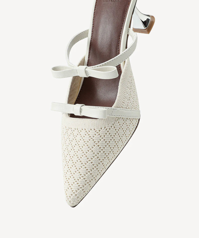 Bowtention spitze Mules mit Absatz