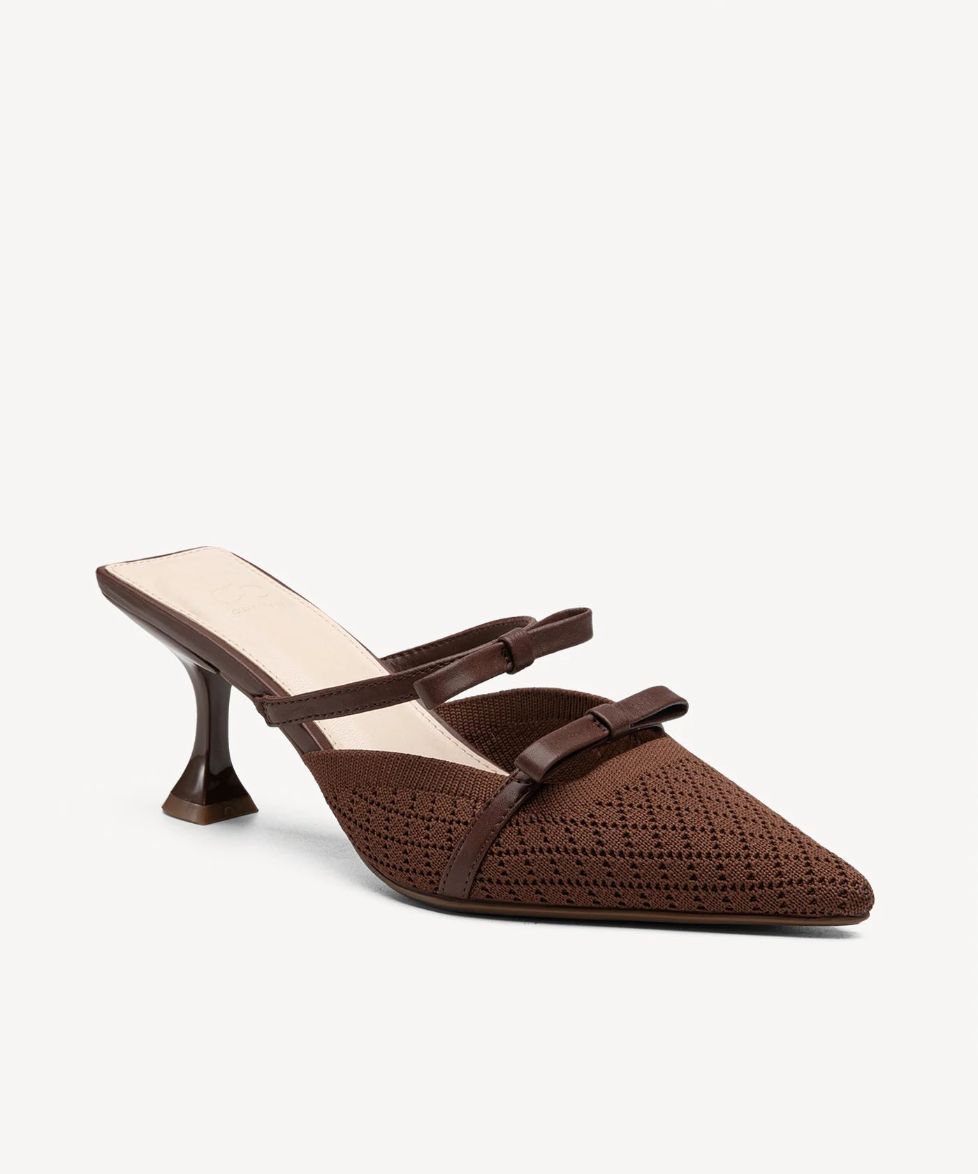 Bowtention spitze Mules mit Absatz