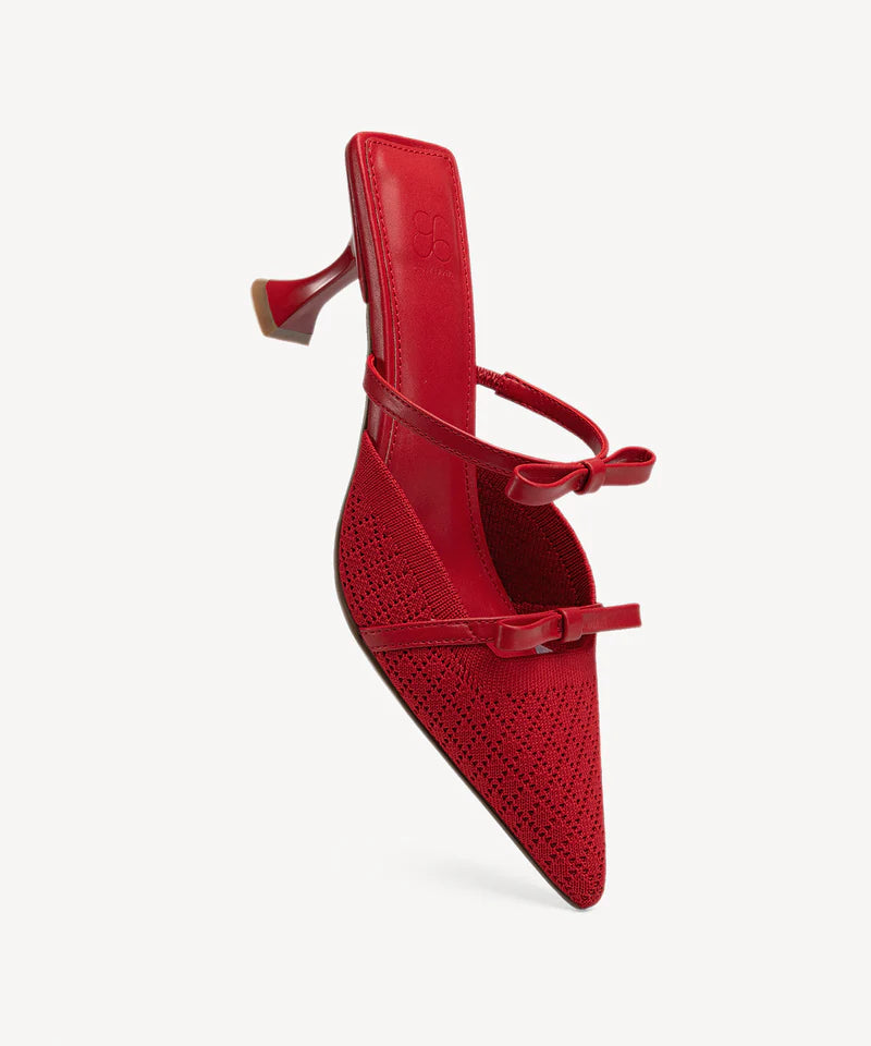 Bowtention spitze Mules mit Absatz