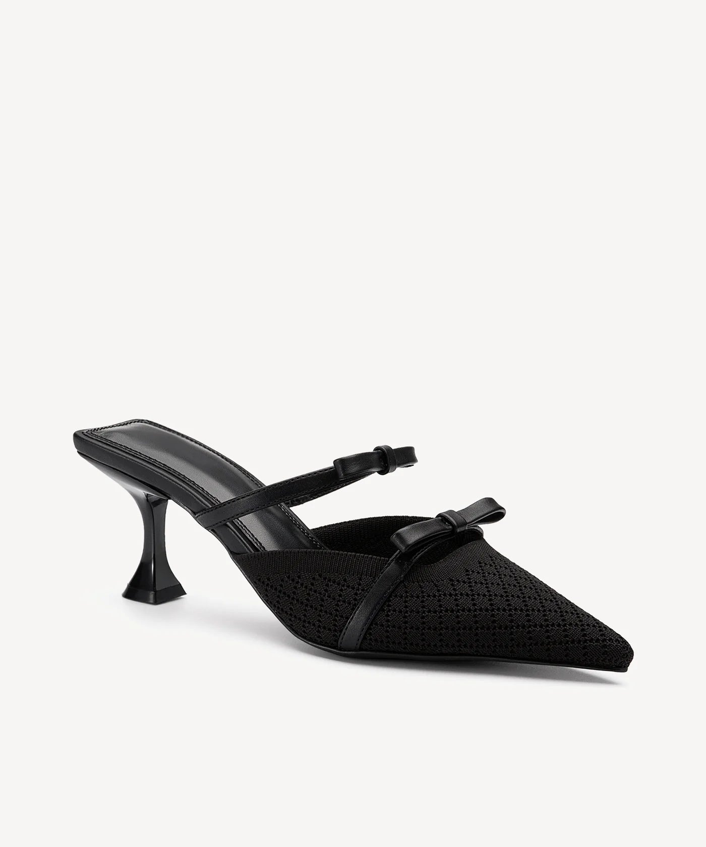 Bowtention spitze Mules mit Absatz