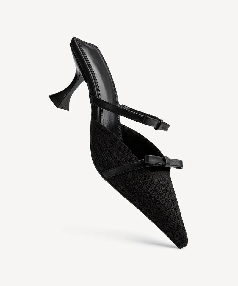 Bowtention spitze Mules mit Absatz