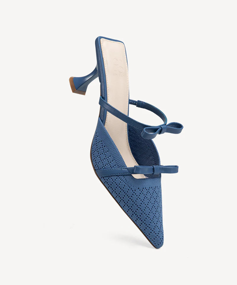 Bowtention spitze Mules mit Absatz