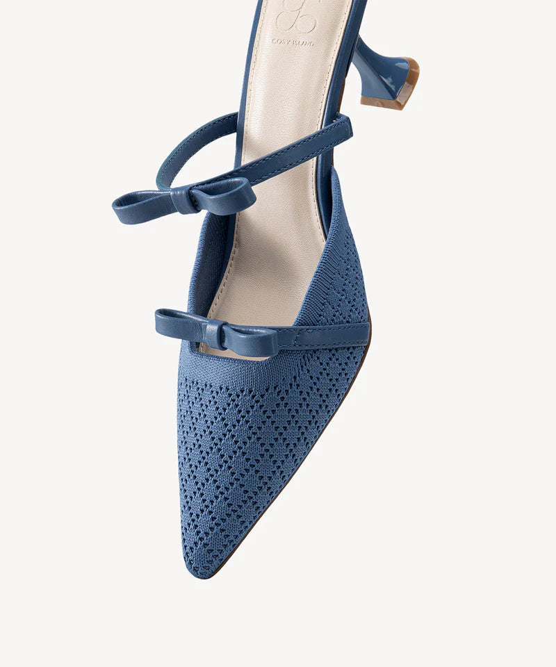 Bowtention spitze Mules mit Absatz