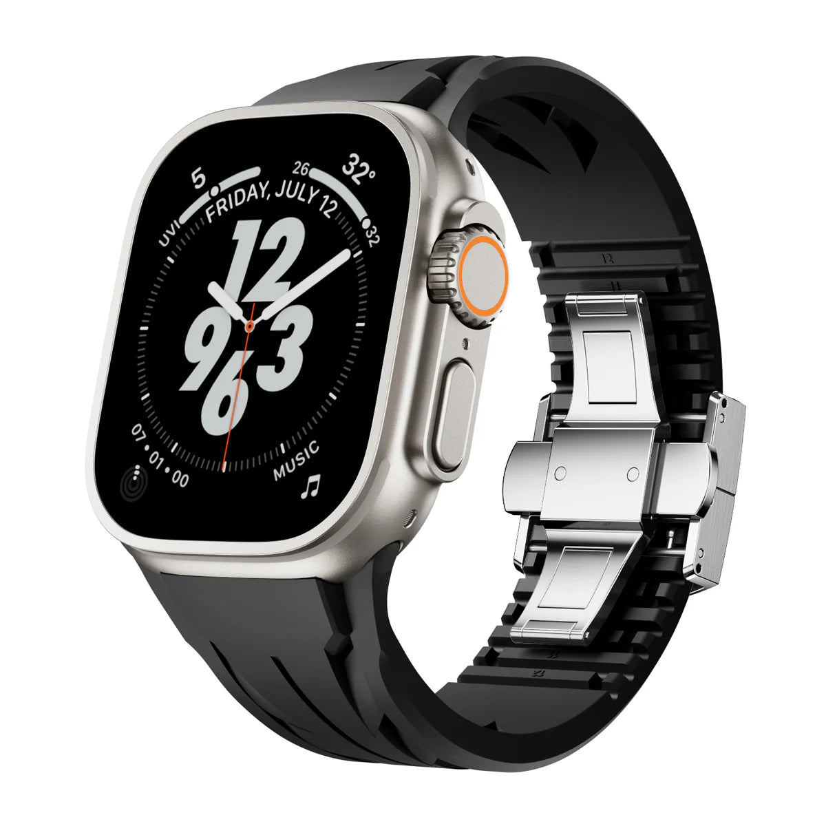 Luxus-FKM-Gummiarmband mit Schmetterlingsschließe für Apple Watch