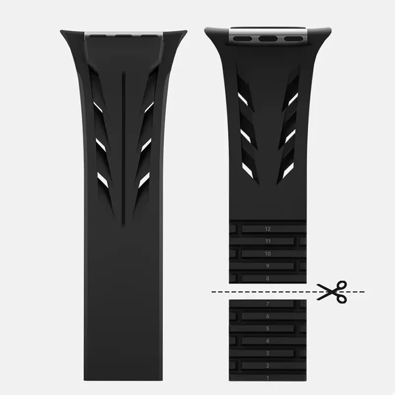 Luxus-FKM-Gummiarmband mit Schmetterlingsschließe für Apple Watch