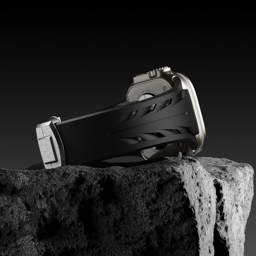 Luxus-FKM-Gummiarmband mit Schmetterlingsschließe für Apple Watch
