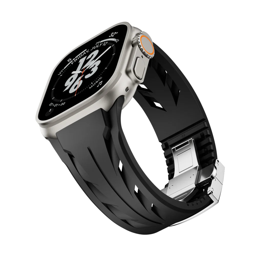 Luxus-FKM-Gummiarmband mit Schmetterlingsschließe für Apple Watch