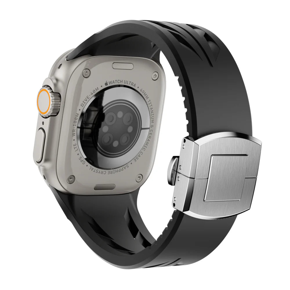 Luxus-FKM-Gummiarmband mit Schmetterlingsschließe für Apple Watch