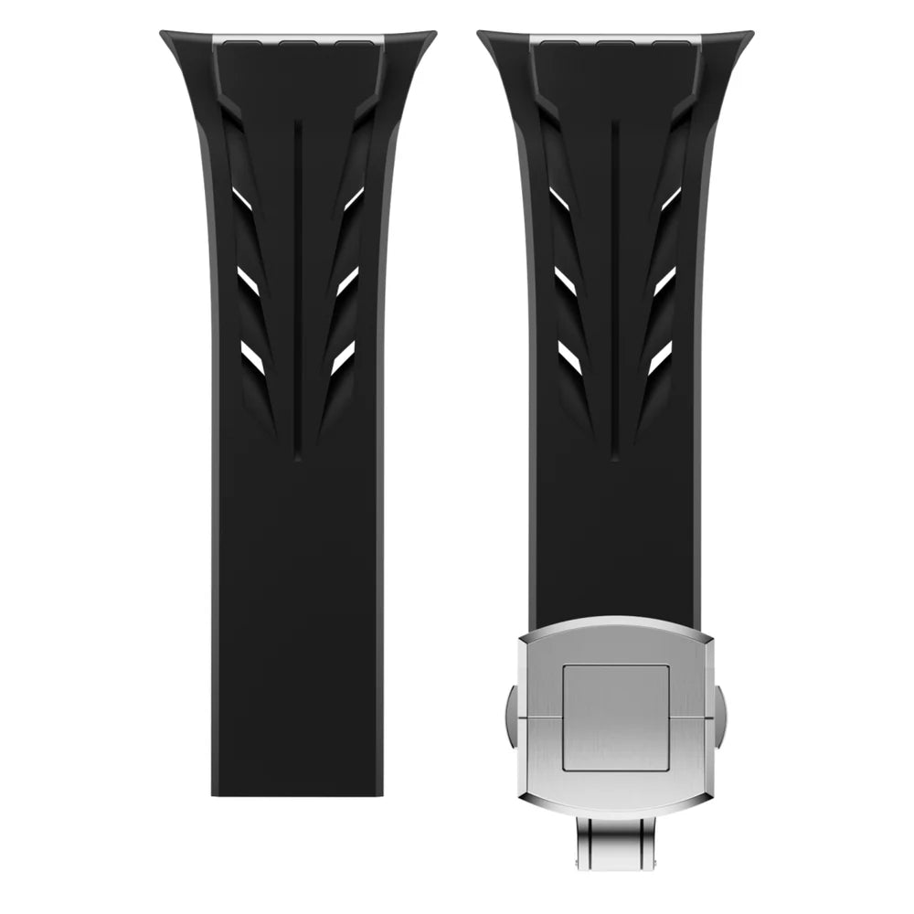 Luxus-FKM-Gummiarmband mit Schmetterlingsschließe für Apple Watch