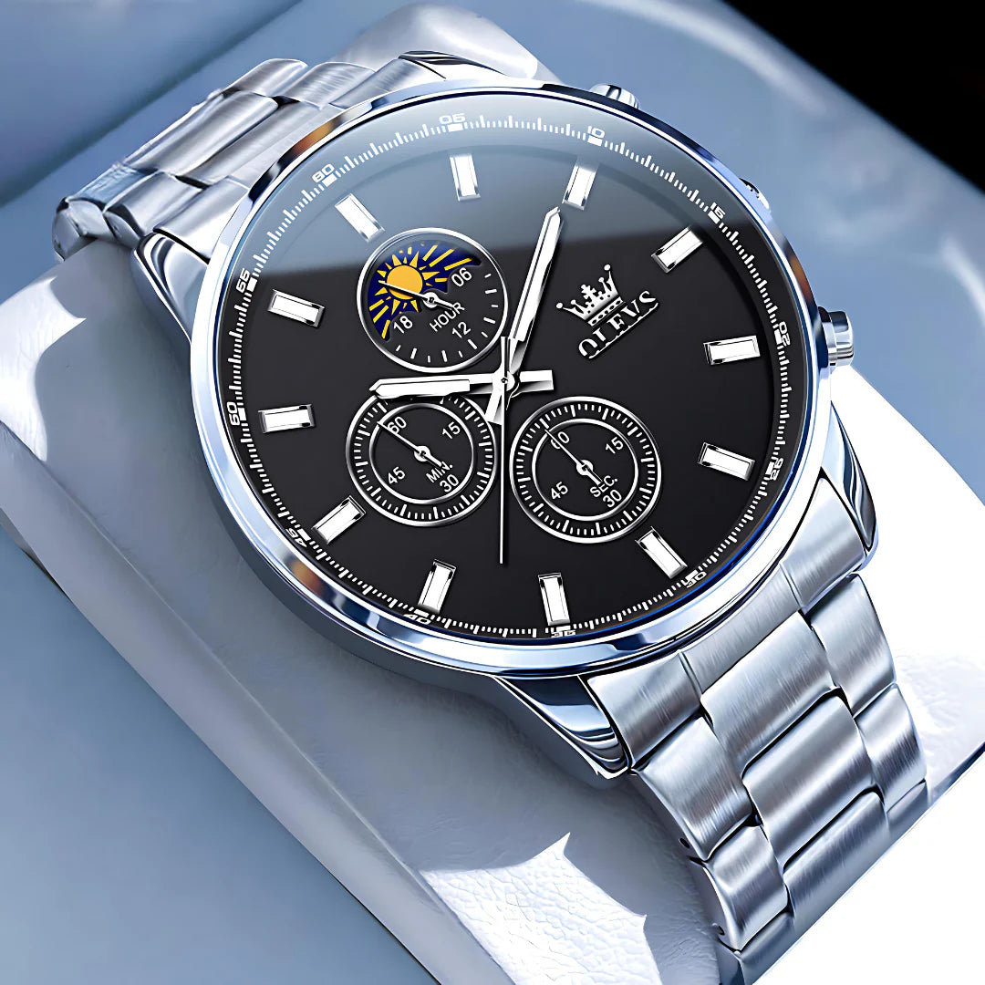 Crown Odyssey: Premium Herren-Armbanduhr mit Edelstahlarmband und Chronograph