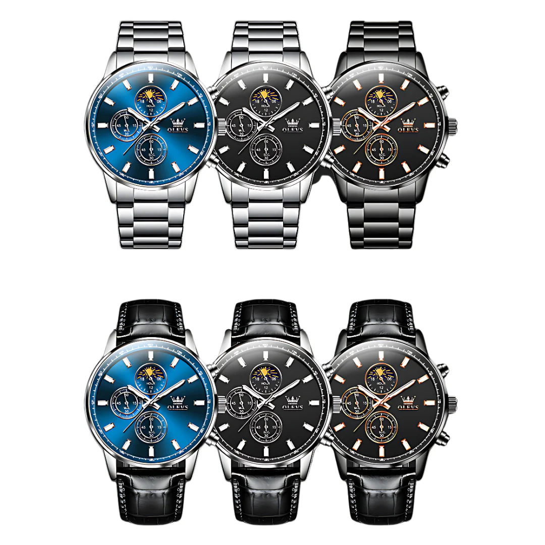 Crown Odyssey: Premium Herren-Armbanduhr mit Edelstahlarmband und Chronograph