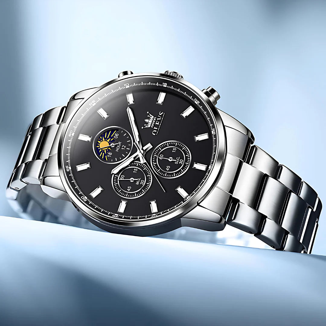 Crown Odyssey: Premium Herren-Armbanduhr mit Edelstahlarmband und Chronograph