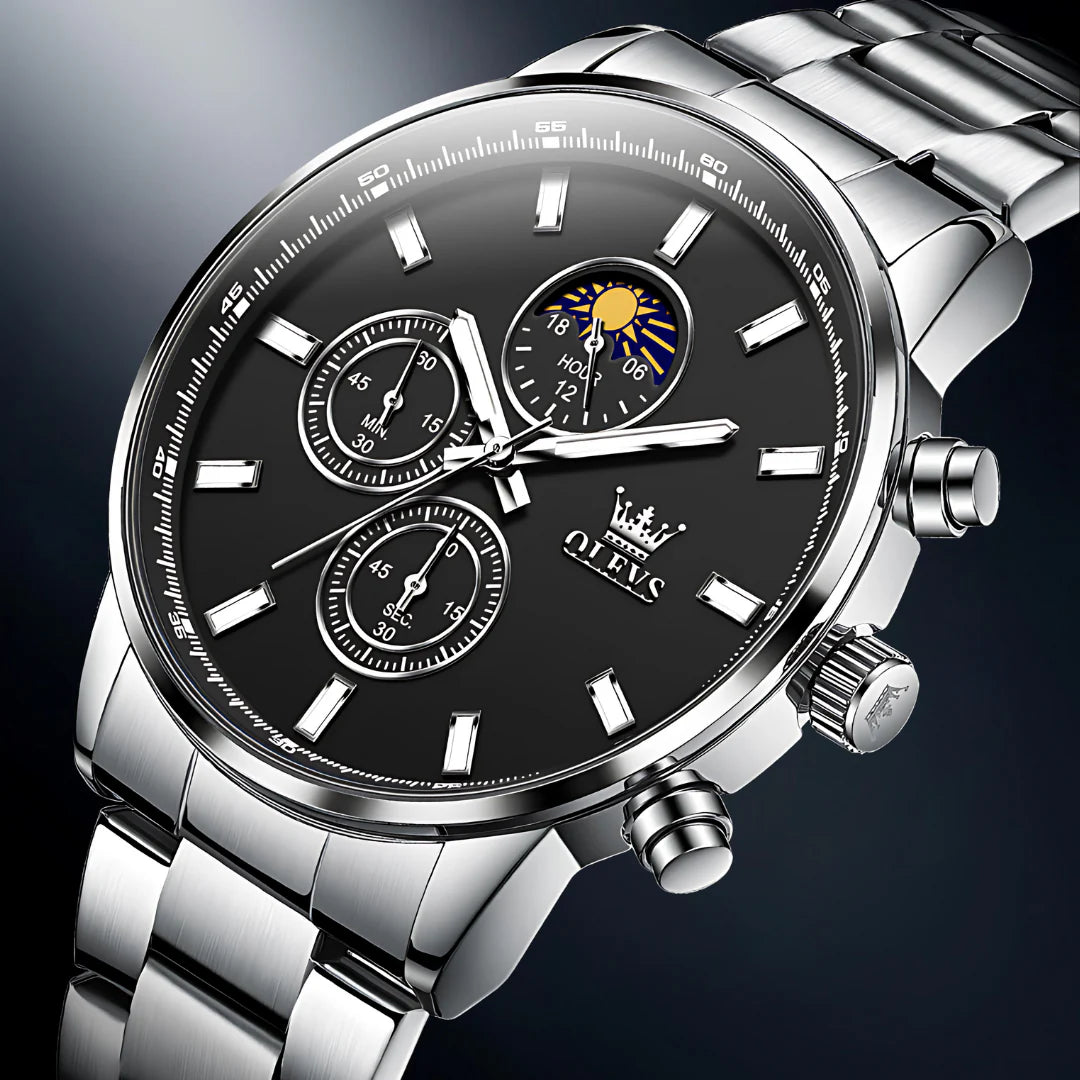 Crown Odyssey: Premium Herren-Armbanduhr mit Edelstahlarmband und Chronograph