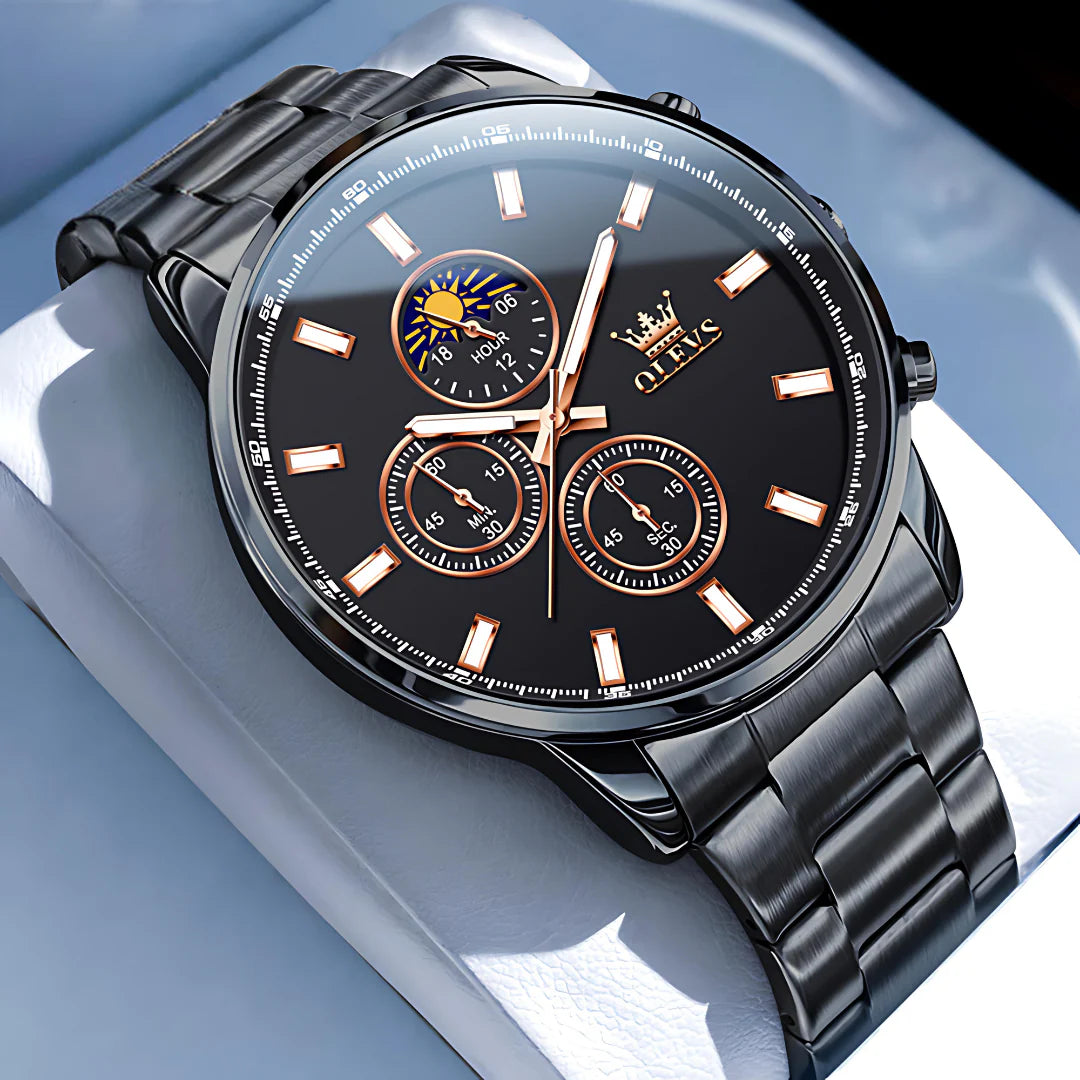 Crown Odyssey: Premium Herren-Armbanduhr mit Edelstahlarmband und Chronograph