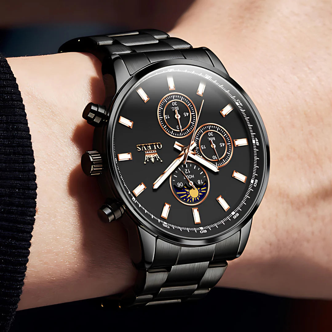 Crown Odyssey: Premium Herren-Armbanduhr mit Edelstahlarmband und Chronograph