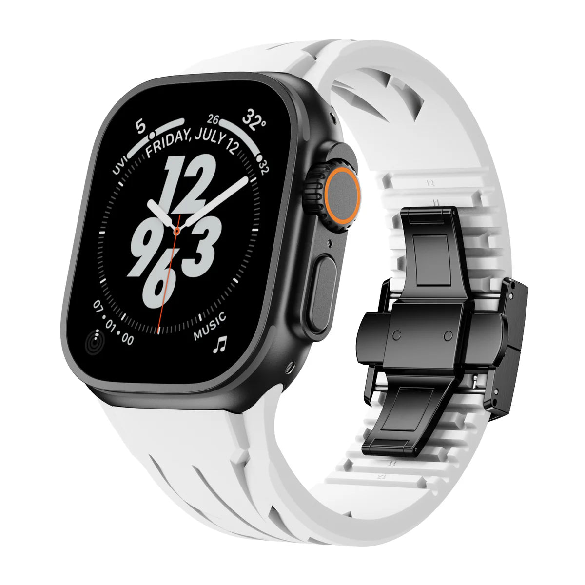 Luxus-FKM-Gummiarmband mit Schmetterlingsschließe für Apple Watch