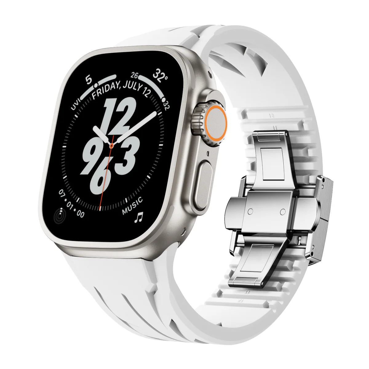 Luxus-FKM-Gummiarmband mit Schmetterlingsschließe für Apple Watch