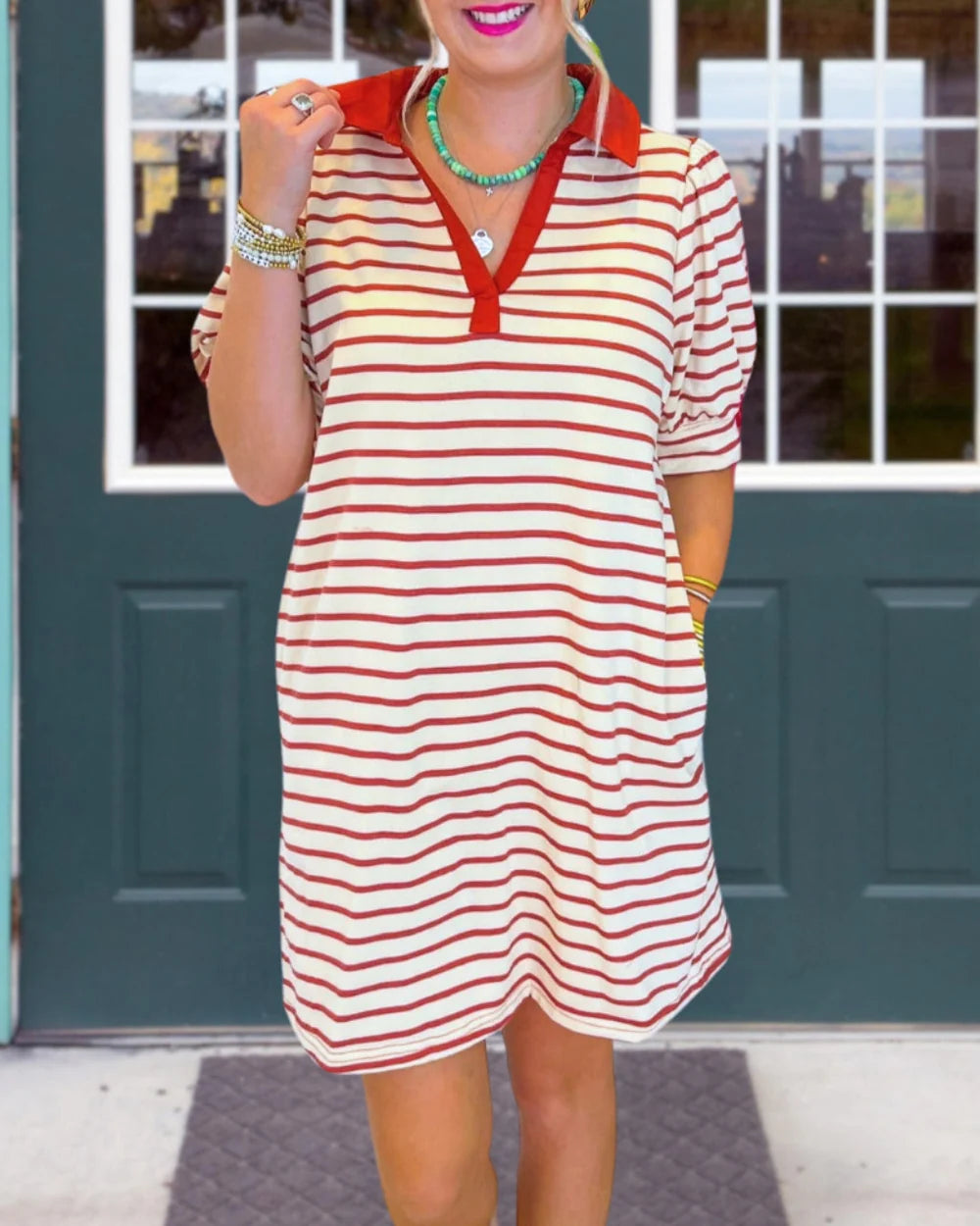 Gestreiftes Mini-Polokleid