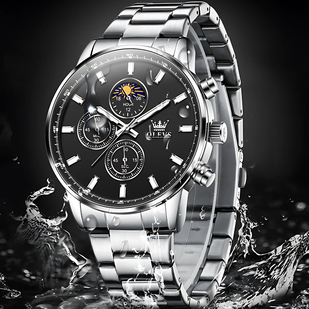 Crown Odyssey: Premium Herren-Armbanduhr mit Edelstahlarmband und Chronograph