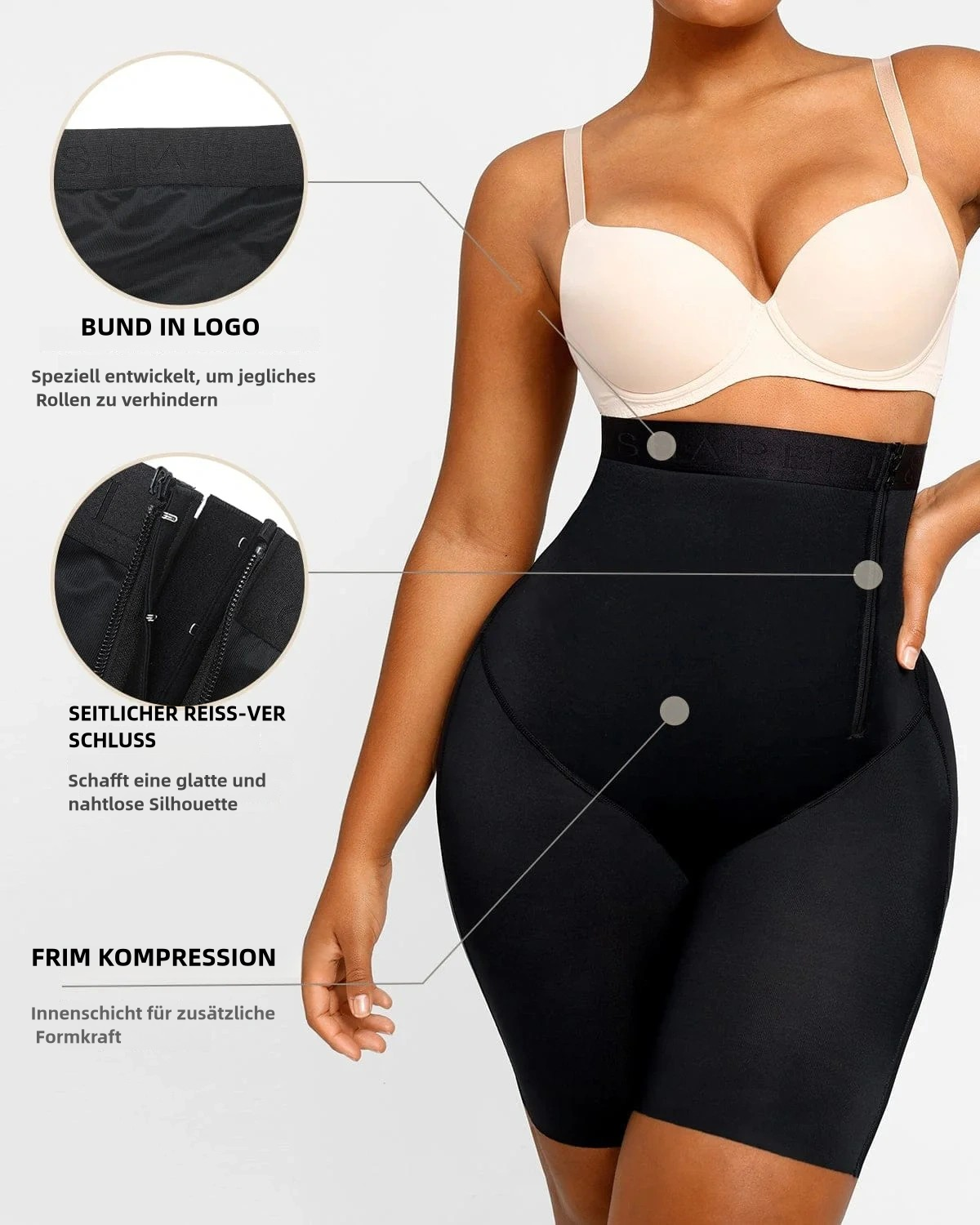 Hochtaillierte Figurformende Shorts für einen Perfekt geformten Po