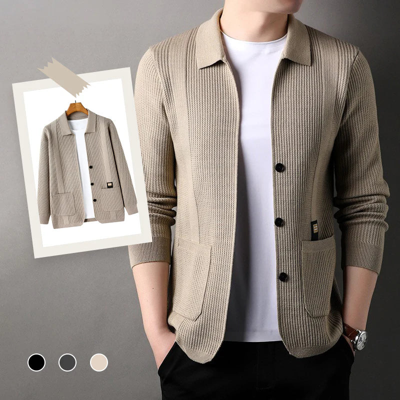 🔥 Neu 2024: Herren-Strickmantel mit Revers – Langer Ärmel, Moderner Look