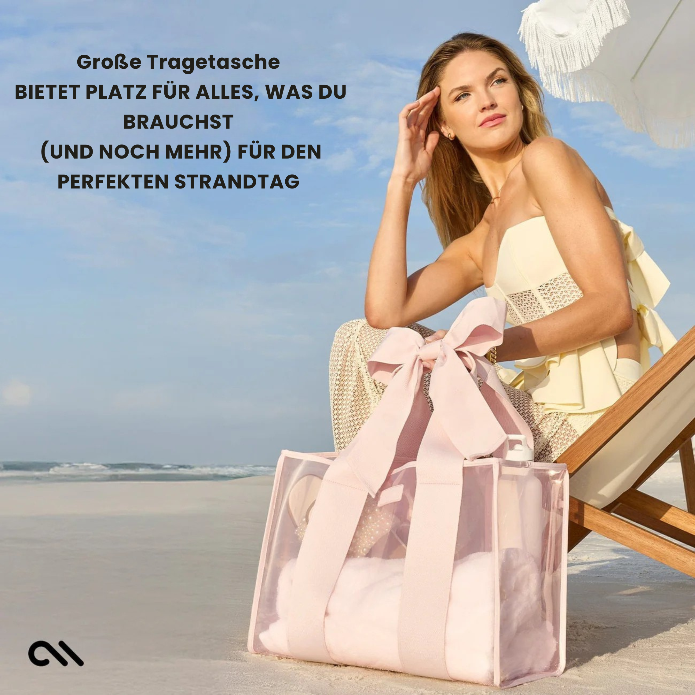 Strandtasche mit Schleife und Handytasche in Sonderedition
