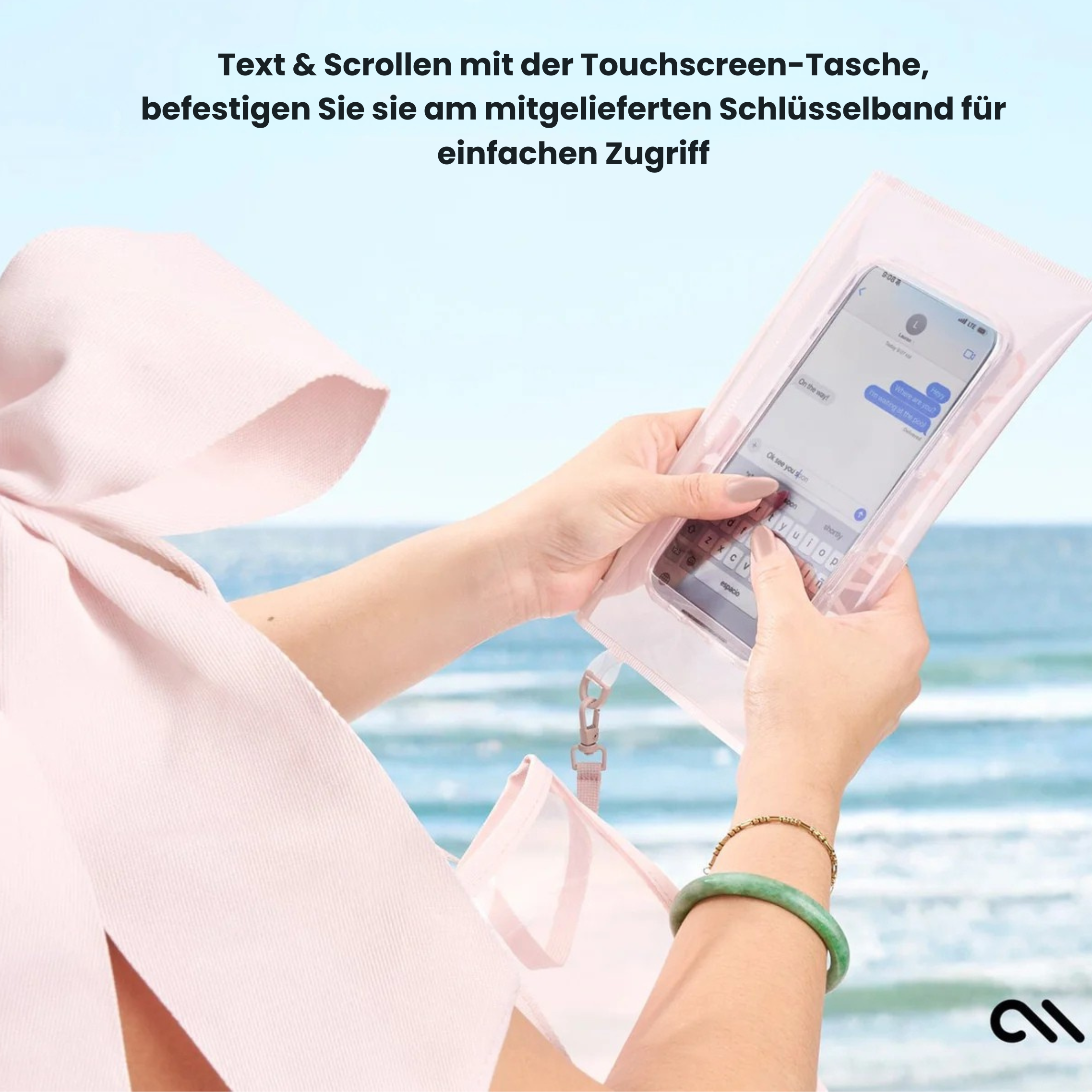 Strandtasche mit Schleife und Handytasche in Sonderedition