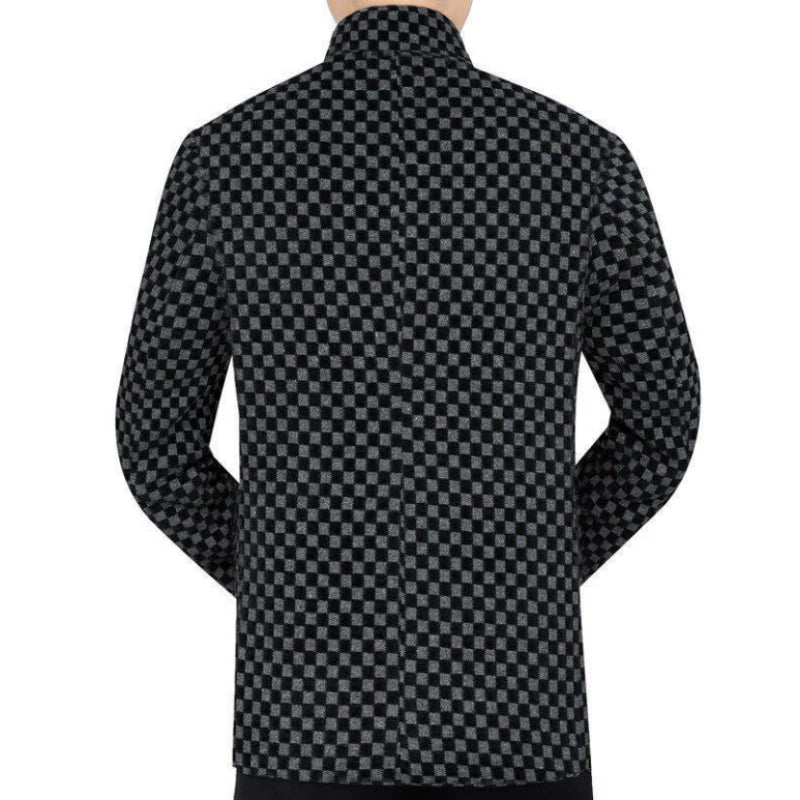 Trendy karierte warme Herrenjacke mit Taschen